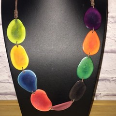 Colorful Acrylic Statement Necklace Artisan Bohemian Style
