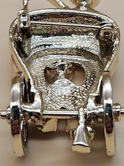 Western Wagon Small Series/Gold Tone/Multi Rhinestone Vintage Brooch
