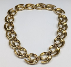 Vintage WM Signed Anthony Yau Chunky Gold Tone Openwork Swirl Statement Necklace
