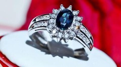 14k white gold 1.25ct natural diamond size 5.75 ring sapphire halo heated 3.35gr