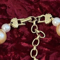 Vintage Faux Pearl Bauble Necklace Pearlescent Champagne Luster Adjustable 17”