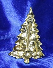 RHINESTONE CHRISTMAS TREE Vintage Gold Tone Brooch Pin