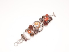 Vintage Sterling Silver Bracelet Natural stone MODERN ART