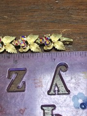 VINTAGE RED AB AURORA BOREALIS BRACELET & CLIP ON EARRINGS SET