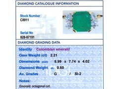 Antique 2.21Ct Emerald and 0.60Ct Diamond, 18k Yellow Gold Ring Circa 1935