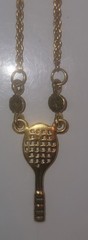 Gorgeous VTG Tennis Racket & Ball Charm Necklace Chain+ Pendant Taiwan Gold 👀