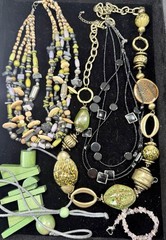 15 Pc Boho Statement Necklace Lot Artisan Wood Glass Bead Chunky Fashion Jewelry