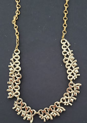 Vintage Gold Tone Blue Rhinestone Choker/Necklace w/Hook Clasp