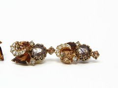 Juliana Style Vintage Topaz Rhinestone Baroque Pearl Brooch Earring Set Fall