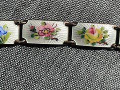 1970’s OPRO Norway 925 Sterling Guilloche Vermeil Panel Bracelet 7.5 long