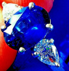 Original EARTH MINED SAPPHIRE DIAMOND Deco Engagement Ring PLATINUM Solitaire 5