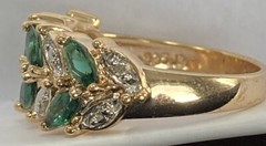 Sterling Silver ~ ROSS SIMONS Green CZ Pave Ring Size 7.75 Gold 4.4 g