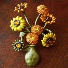 Vintage Sunflower Enamel Brooch Antique Flower Pins Brooches Woman Party Jewelry