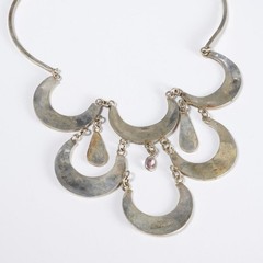 Vintage Modernist Nickel Silver Shell Festoon Necklace Mexico Taxco Style