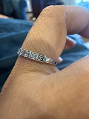 art Deco 7 Stone Single Cut diamond 14k band wedding estate antique ring