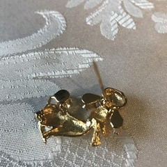 Pretty Poodle Pin/Brooch ruby eyes clear cubic zirconia ears and tail
