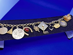 Vintage Story-Telling Charm Bracelet w/ 10 Charms HS College Sororities Wedding