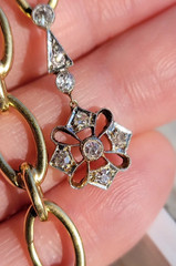 Antique Edwardian 18K Old European Cut Diamond Pendant Platinum-Topped Snowflake