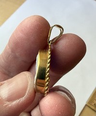 18k Gold Blue Agate Cameo Pendant Made In Italy