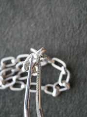 Textured Oval Link Chain Vintage Sterling Silver Charm Bracelet 7.25″ ~ 2.8g