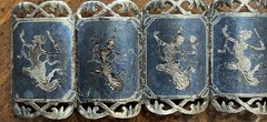 Vintage Siam Niello Sterling Silver Panel Bracelet Thailand 42 Grams