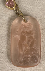 Vtg Kirks Folly Kissing Cherubs Pendant Necklace AB Rhinestones Retired 1990’s