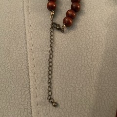 Wood Bead Red Leather Tassel Pendant Necklace