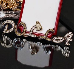14k multi tone gold pendant “DOLLA” 4.00ct natural & irradiated diamond 40.2gr