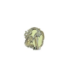 Art Nouveau Lady Mirror Brooch Silver Tone Vanity Beauty Pin