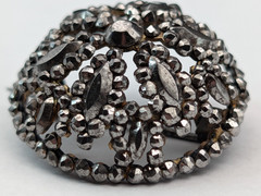 Antique Victorian Cut Steel Brooch 19th Century Pin Riveted Faceted Domed Round