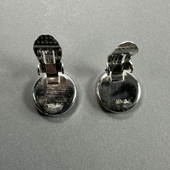 VTG TEKA Theodor Klotz Germany 925 Sterling Silver Onyx MCM Clip Earrings 0.5″