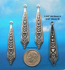#3459 ANTIQUED STERLING SILVER PLATED CELTIC TEARDROP ER W/HANG RING – 6 Pc Lot