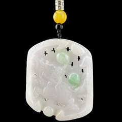 Grade A Burma Jadeite White and Green Chinese Unicorn 麒麟 Pendant Certified