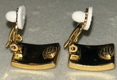 Vintage Ralph Lauren RLL Gold Clip Earrings Rectangle Minimalist 0.75”