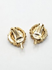Vintage Goldtone Red AB, Art Glass, And Faux Pearl Brooch And Earring Set