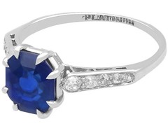 2.70Ct Burmese Sapphire and 0.24Ct Diamond Platinum Solitaire Ring Circa 1925