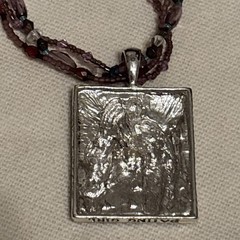 Vintage Necklace Pendant Earring Set Art Enamel 1990-2000’s “Dating Girl”