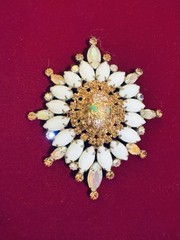JULIANA DeLizza Elster Stippled Easter Egg & Rhinestone Brooch Vintage Jewelry