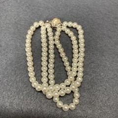 vintage Franklin Mint Jackie Kennedy Three Strand Glass Pearl Bracelet COA