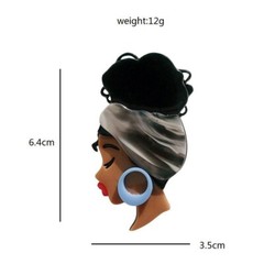 Lady Brooches Unisex Wear Big Earrings Black Hair Girl Party Casual Pin Gifts
