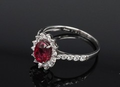 Fine 1.31ct AIGS GIA Pigeon Blood Ruby 0.46ct Diamond Platinum Ring Size 7