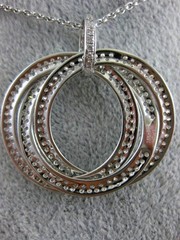 ESTATE LARGE 2.46CT DIAMOND 18KT WHITE GOLD 3D INTERTWINING MULTI CIRCLE PENDANT