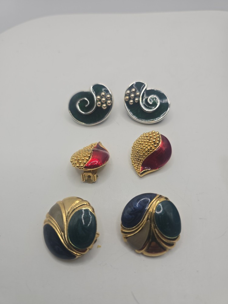 Vintage 1970’s Clip On Earrings. All Very Good Quality 3 Sets Of Earrings