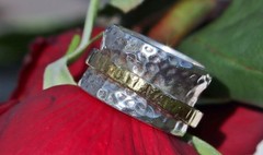 925 multi-tone sterling silver ring 12.1mm wide spinner band sz 5 vintage 11.60g
