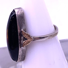 Vintage UNCAS sterling silver and 10k gold Tiger’s Eye Ring size 5