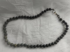 Faux Dark Jade Round Bead Choker Necklace 16″ with Wired Clasp