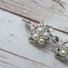 Vintage Clip On Earrings – 5/8″ Faux Pearls – Missing Gems & Cosmetic Issues