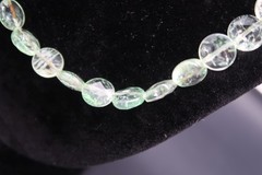 Vtg Clear Light Green Beaded Necklace Maybe Prehnite Fluorite Silver Tone Clasp