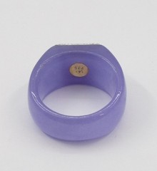 1.30CT Amethyst Lavender Jade 0.02CTW Diamond Ring 14K Gold Size 6