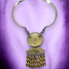 Kinetic Mexican Mid-Century Modernist Necklace Mixed Metals w/ Stone Inlay